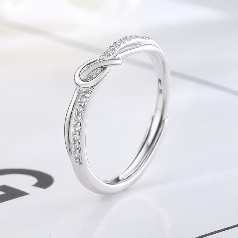 Fashion Knot Copper Plating Inlay Zircon Open Ring 1 Piece