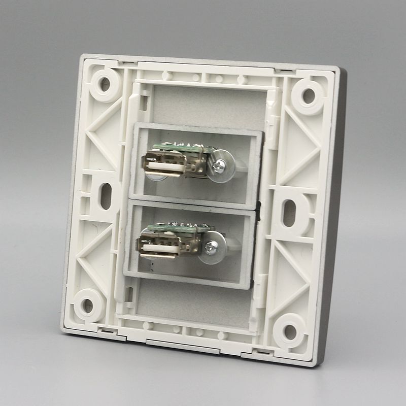 深灰色86型USB直插面板母对母2位2.0USB对接多媒体电脑数据线插座