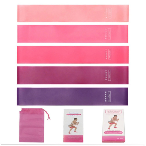 Silicone elastic band fitness pink gradient resistance band arm squat exercise stretch band yoga resistance band