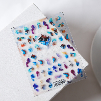 magico铁素日系5D浮雕指甲贴pro磨砂薄透立体薄韧贴纸Ink wash141