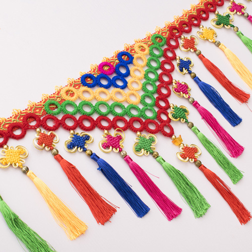 Large truck front fender decorative lace colorful triangle hanging tassels colorful embroidered hanging tassels car decoration bag top tassels tassels