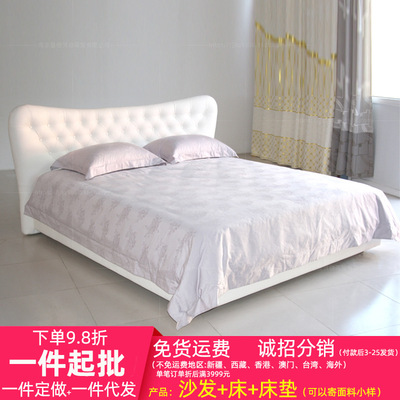 现代时尚1800*2000带床箱双人白色皮床1.5米储物功能软床来图订做