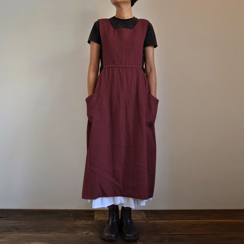 Frau Swing-Kleid Einfacher Stil U-Ausschnitt Ärmellos Einfarbig Maxi Langes Kleid Ferien Täglich display picture 3