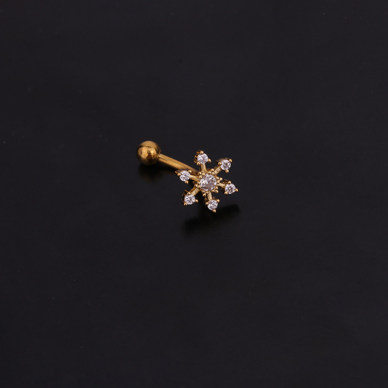 Ear Cartilage Rings & Studs Lady Flower 316 Stainless Steel  Copper Inlaid Zircon display picture 26