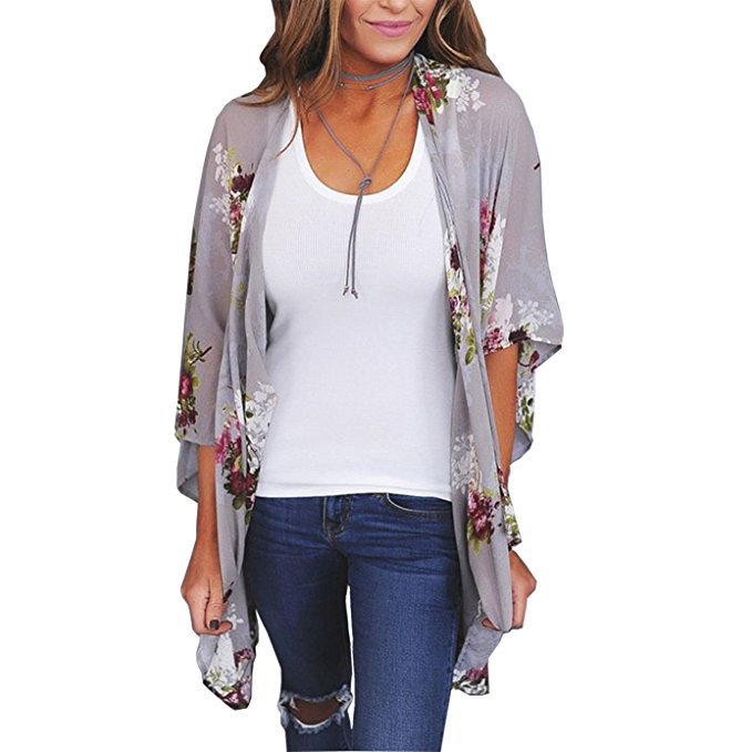 Women's Chiffon Shirt 3/4 Length Sleeve Sweaters & Cardigans Printing Elegant Streetwear Printing Flower display picture 4