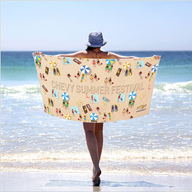 厂家直销跨境70*140超细纤维沙滩成人浴巾吸水印花沙滩巾可定制详情图2