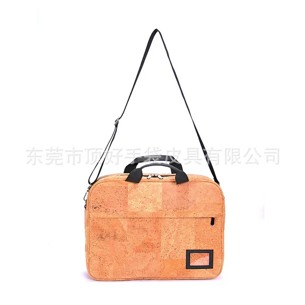 Manufacturer Customized European and American Style Cork PU Computer Bag, Environmentally Friendly Large-capacity Bread Pattern Cork Shoulder Computer Bag