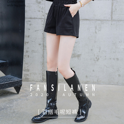 毛呢短褲女2021年新款春秋款高腰冬天配靴子顯瘦百搭打底冬季外穿