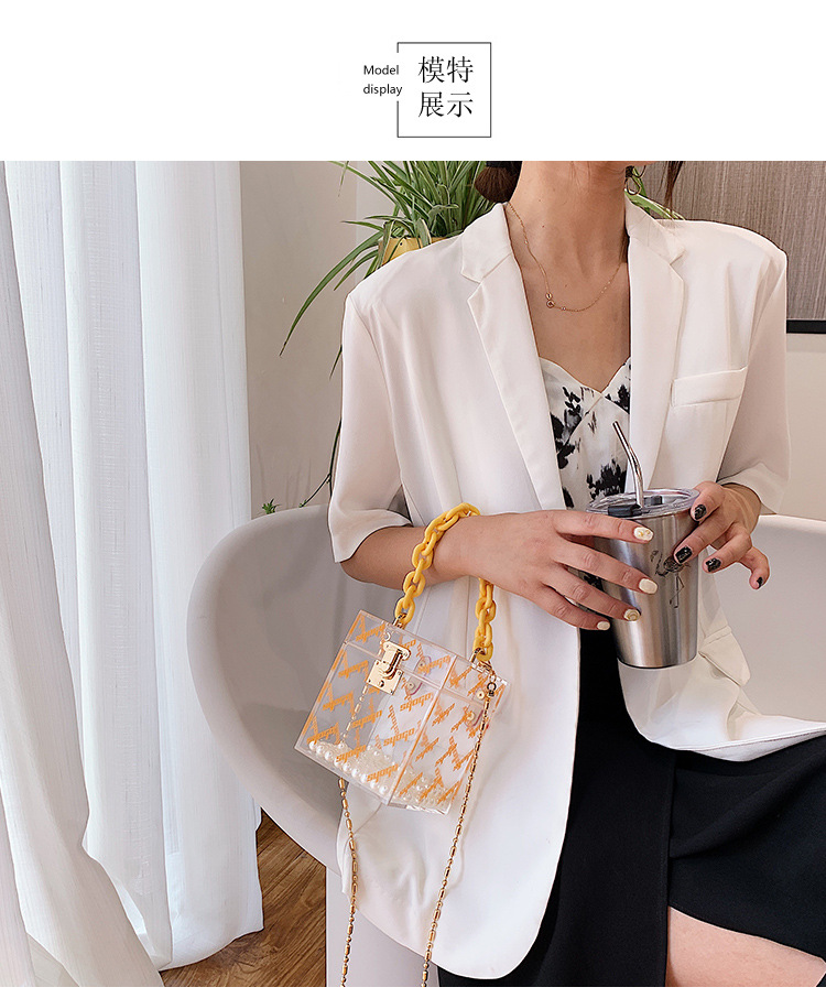 Summer New Trendy Korean Wild One-shoulder Messenger Chain Transparent Portable Jelly Bag display picture 27