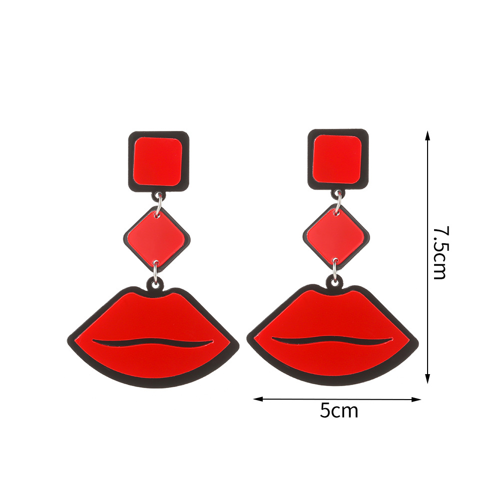 New Fashion Exaggerated Red Lip Earrings Wholesale display picture 1