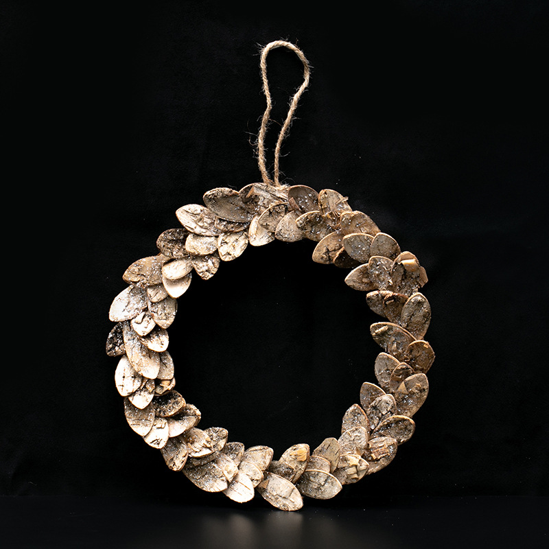 Corteza de Navidad corolla de flores decoración estrella de cinco puntas anillo de vid de abedul corteza de hotel colgante de pared colgante de puerta