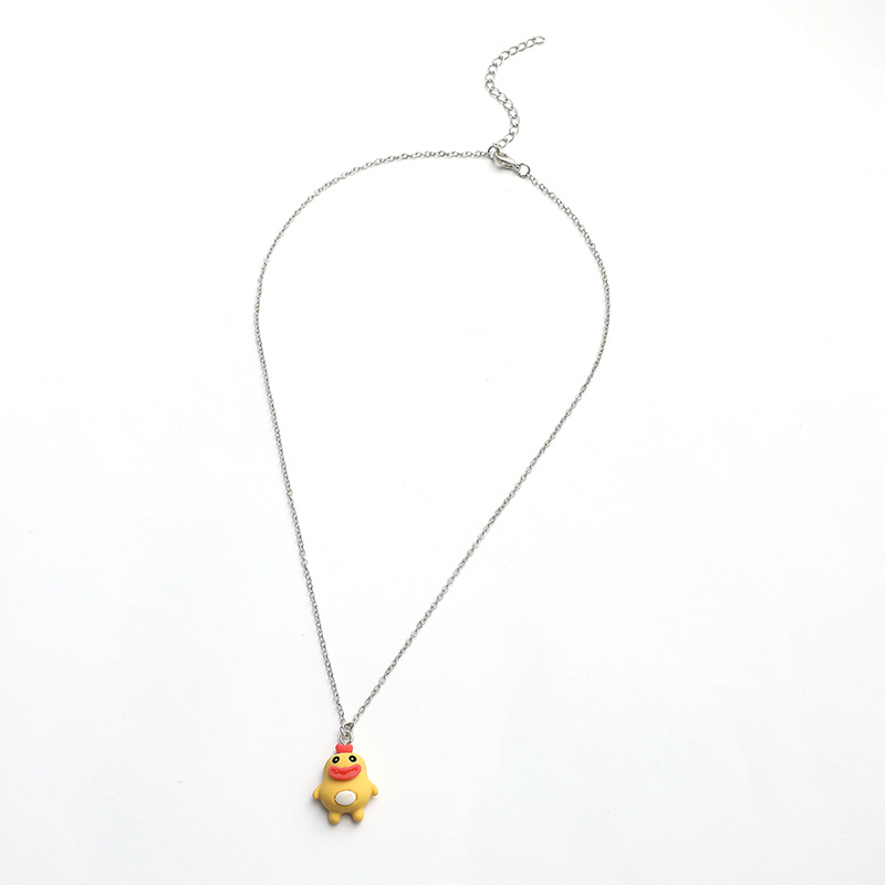 Fashionable Cute Cartoon Duckling Earrings Necklace Set display picture 5