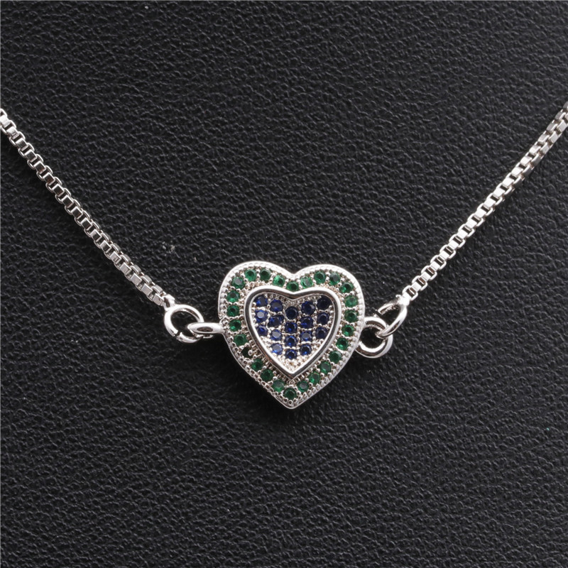 Vente Chaude Collier De Cuivre Micro-ensemble Couleur Zirconium Pêche Coeur Amour Collier Cuivre En Gros Nihaojewelry display picture 8