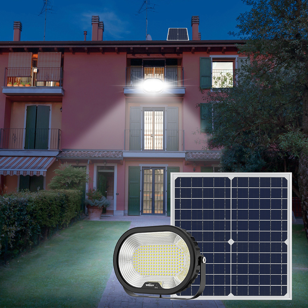 跨境太阳能投光灯户外防水壁灯 花园12W遥控式太阳能LED照明灯