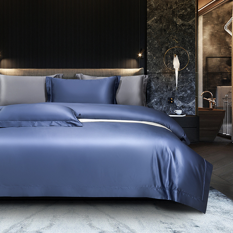 Luxury upscale 140 Cotton Cotton Satin The bed Four piece suit Star hotel Simplicity Solid Naked