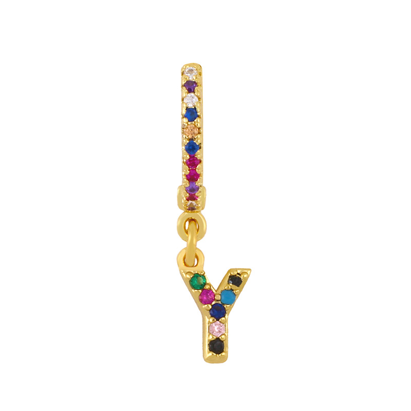 Clip Boucles D&#39;oreilles 26 Boucles D&#39;oreilles Alphabet Micro-set Couleur Zircon Alphabet Clips D&#39;oreilles Femmes display picture 14