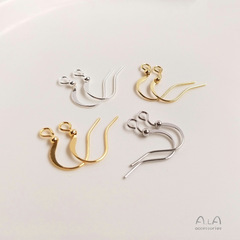 Color-preserving 14K light gold 18K real gold hypoallergenic flat ear hook diy earrings jewelry ear hook handmade accessories material