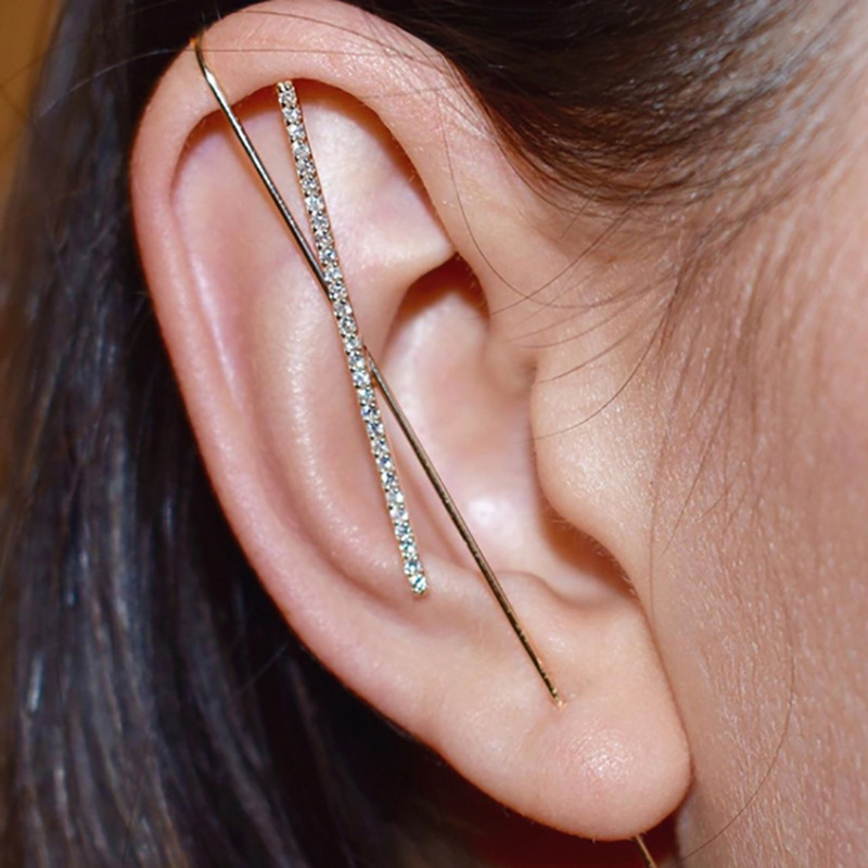 Metal Ear Clips New Geometric X Zircon Micro-inlaid Earrings display picture 1