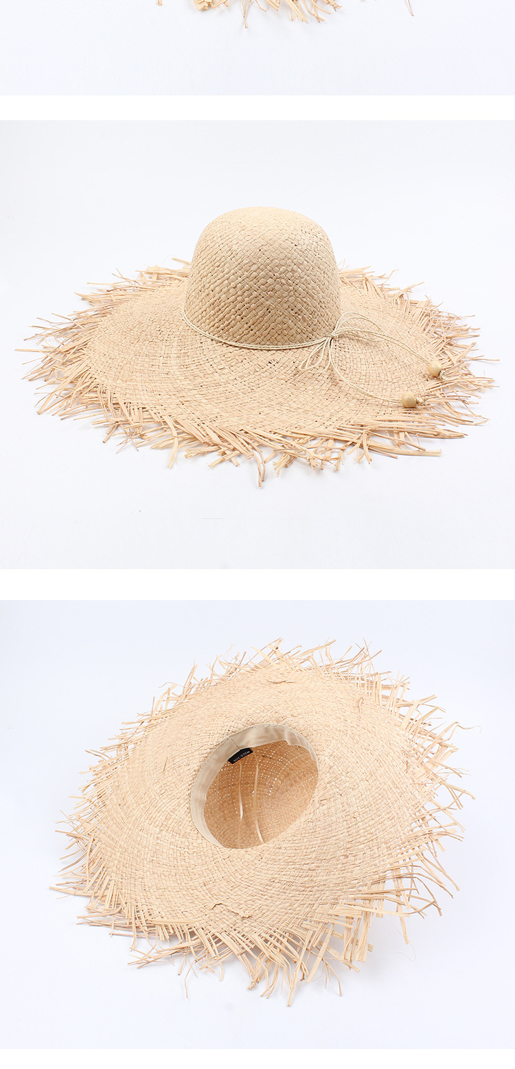 Raffia Straw Hat Summer Seaside Vacation Sunscreen Sun Hat Fashion Edging Big Eaves Sun Hat Wholesale Nihaojewelry display picture 6