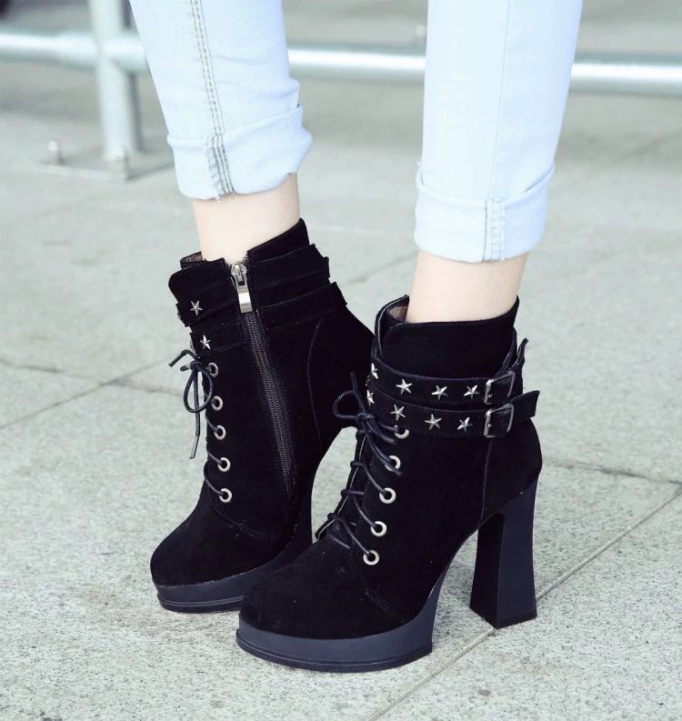 Demi-season fashionable high boots platform