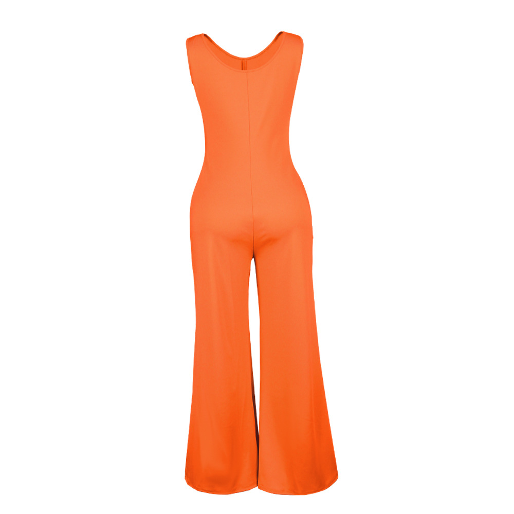 Sexy Round Neck Sleeveless Wide Leg Jumpsuit NSWNY58564