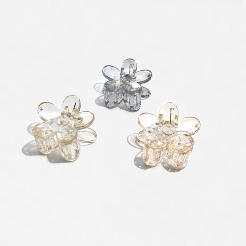 Korean new quality acrylic brown retro plum hair clip for girls, forest system transparent flower small side clip