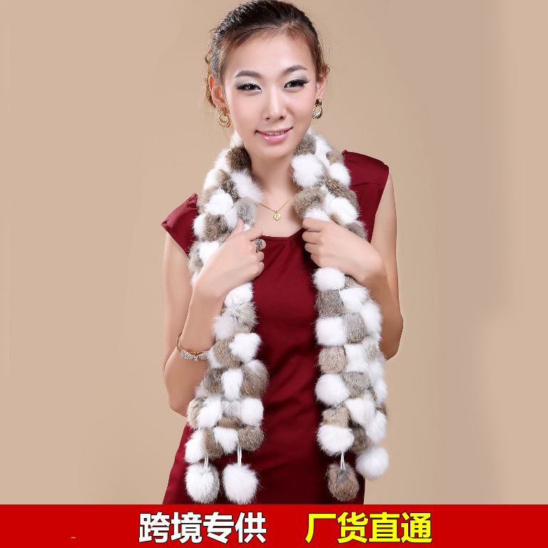 wholesale supply leather and fur scarf Collar Sphere Rabbit's hair Collar volleyball scarf lady Promotion winter keep warm