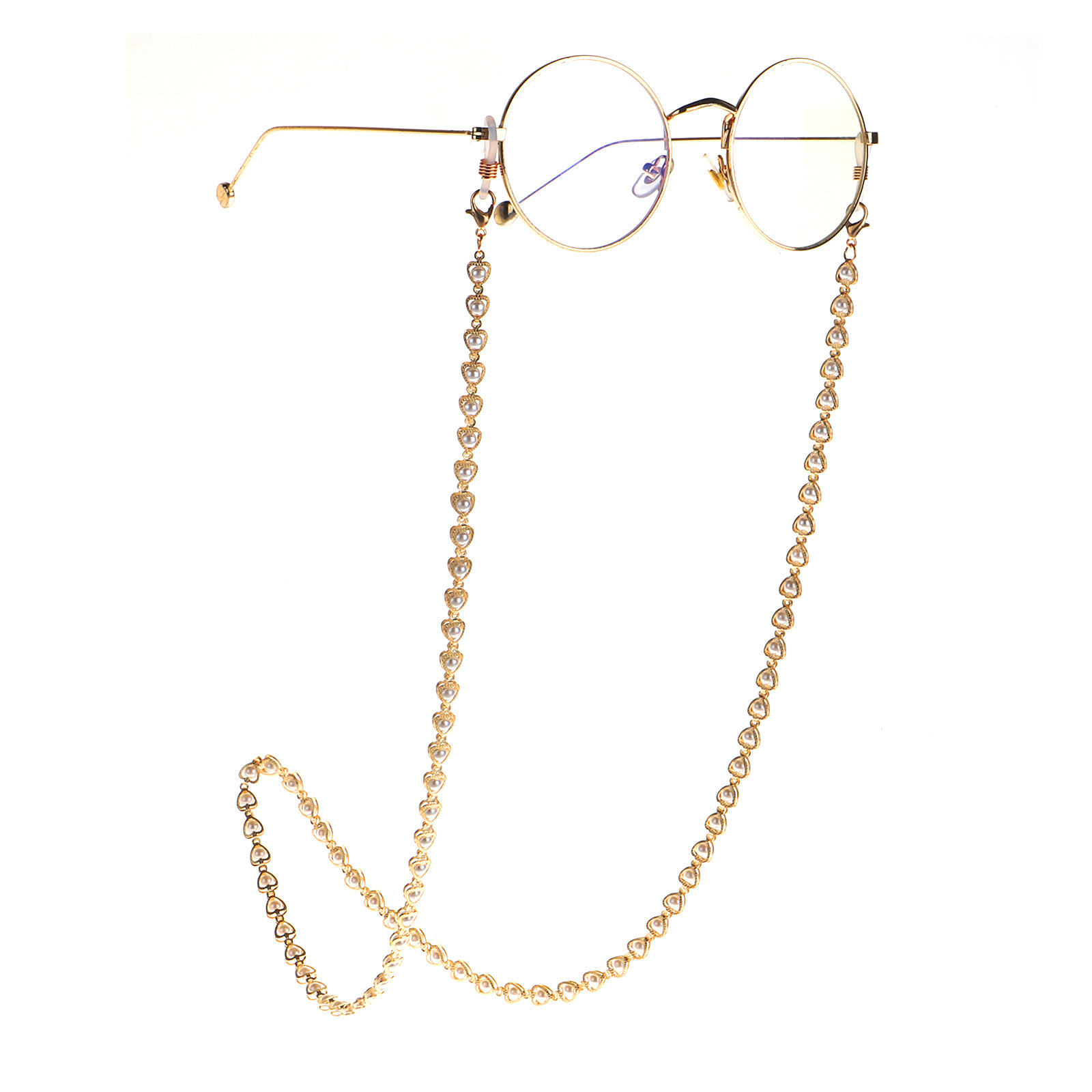 20g Weight Metal Material Korean Fashion Hot Section Fashion Simple Golden Peach Heart Pearl Glasses Chain Glasses Chain Wholesale Nihaojewelry 6