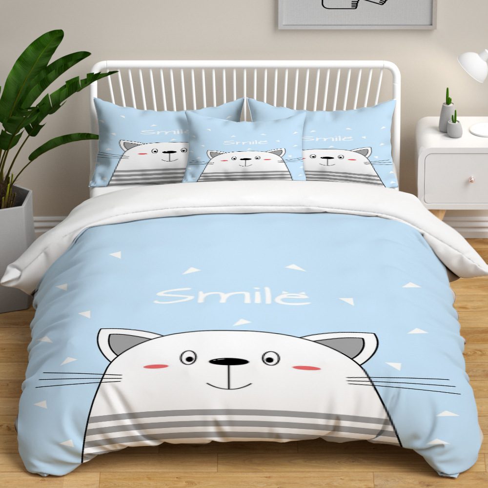 床上用品三件套四件套3d动物被套来图定制亚马逊wish热销一件代发