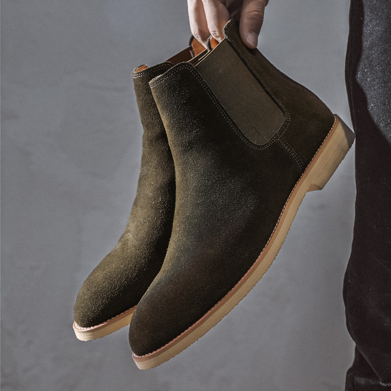 Chelsea boots men's leather autumn and w...