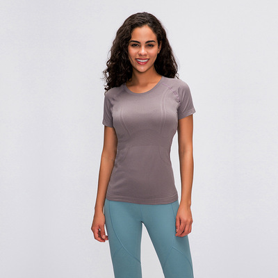 Women yoga short sleeve crew neck sports T-shirt running fitness top breathable Yoga short sleeve
