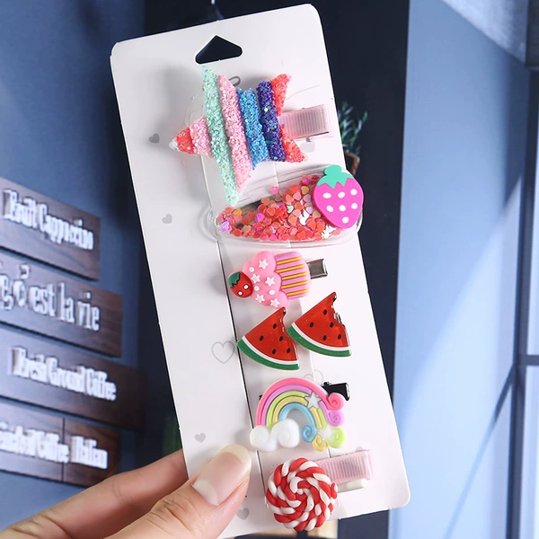 4#Colored star hair clip set