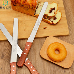 Factory Direct Sale 10-inch 12-inch 14-inch Wood Handle Stainless Steel Bread Knife Sawtooth Cake Layering Knife Toast Knife