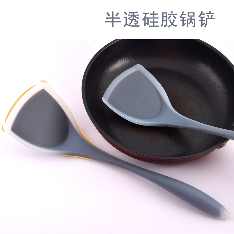 全包一体半透硅胶锅铲不粘锅铲烹饪铲煎铲翻炒铲耐高温厨房中式铲|ru