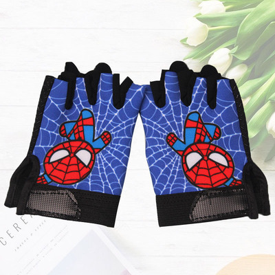 夏季儿童半指运动手套防滑可擦汗超薄透气骑行自行车露指手套