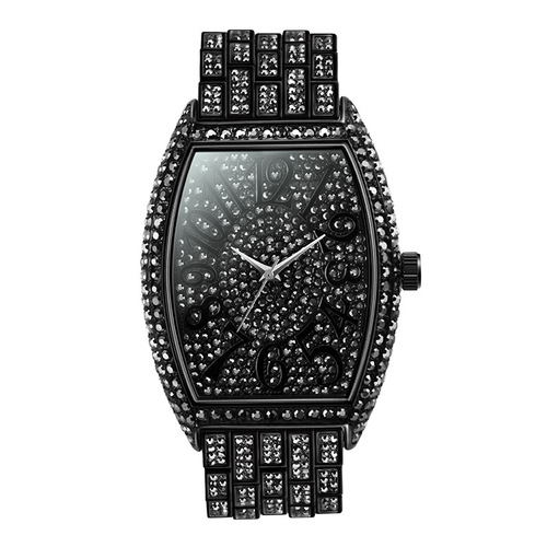 MISSFOX watch foreign trade European and American fashion diamond barrel type full diamond large dial quartz men's watch