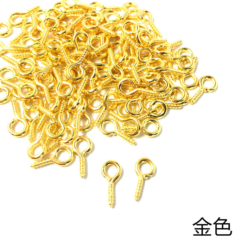 金色羊眼钉羊角钉孔珠吊坠扣子羊眼钉手链diy串珠饰品配件100个-阿里巴巴
