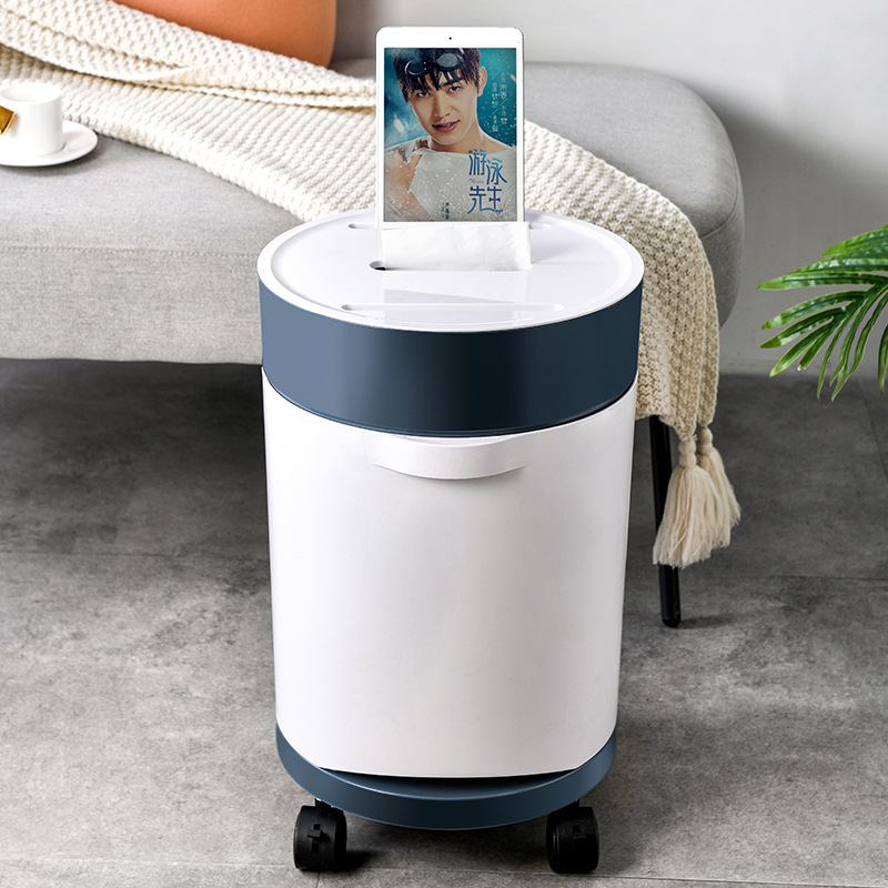 Household Plastic Trash Can Dry Wet Separation Living Room Kitchen Trash Can Creative Large Trash Can with Roller