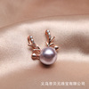 Necklace from pearl, pendant, micro incrustation, Korean style, simple and elegant design