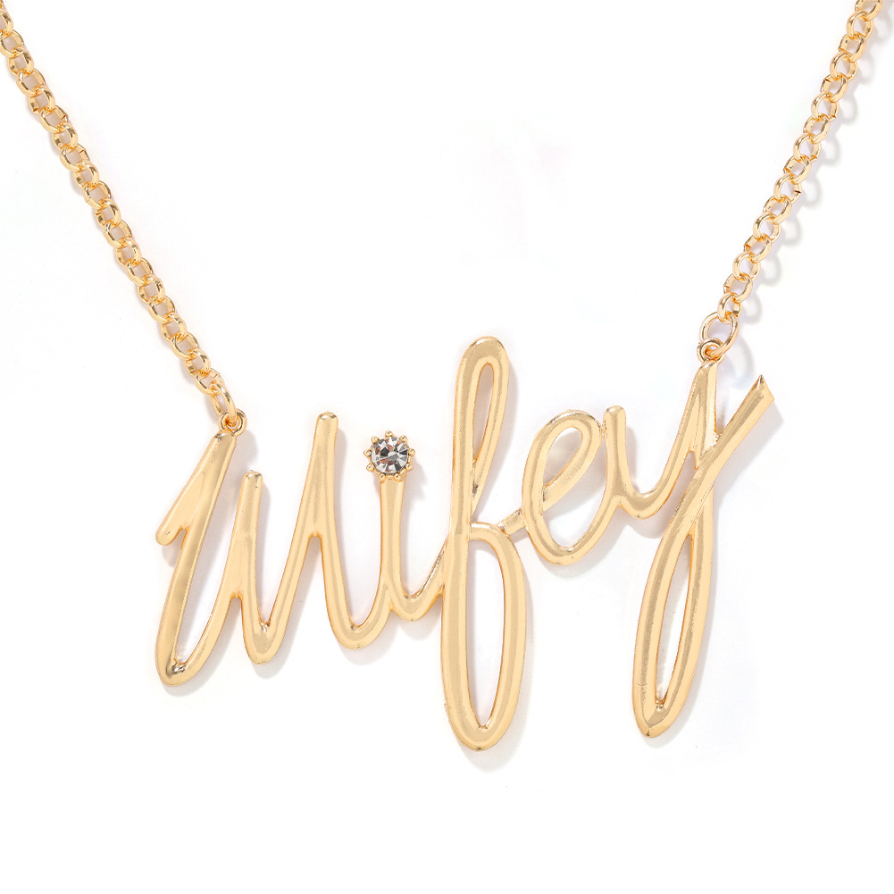 Korean new simple fashion letters diamond diamond hip hop alloy necklace wholesale
