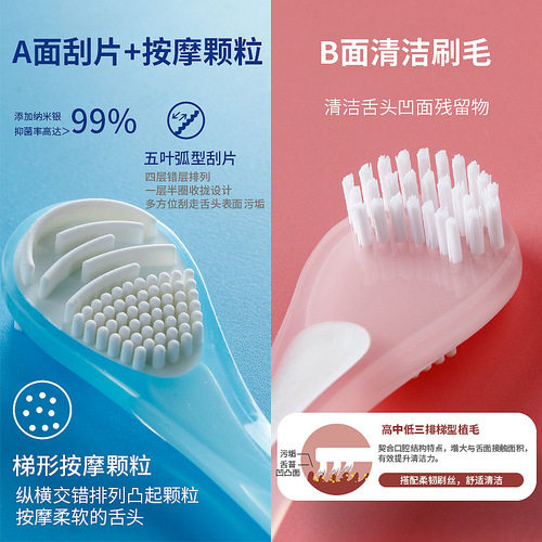 Upgraded version of antibacterial double-sided tongue cleaner, e-commerce hot adopts dual-purpose tongue brush and tongue scraper to remove bad breath and tongue scraper