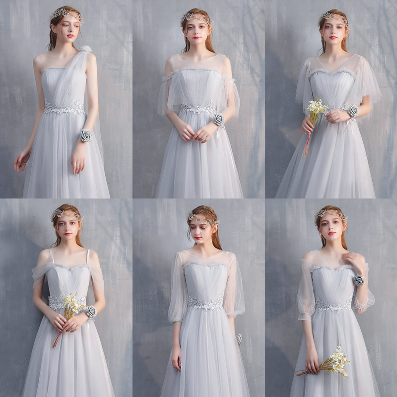 sachin and babi light blue dress Evening dresses prom dress Vestiti da sera evening gowns Party evening dress  season grey dress bridesmaid group sister skirt fairy Bridesmaid Dress