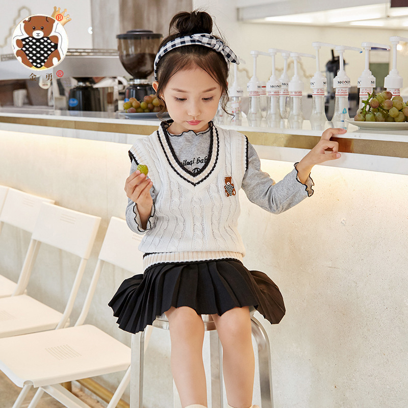 [Jin Yong] entrega de una pieza Chaleco de la Universidad de los niños ropa de los niños de estilo coreano niños y niñas chaleco suéter chaleco de lana