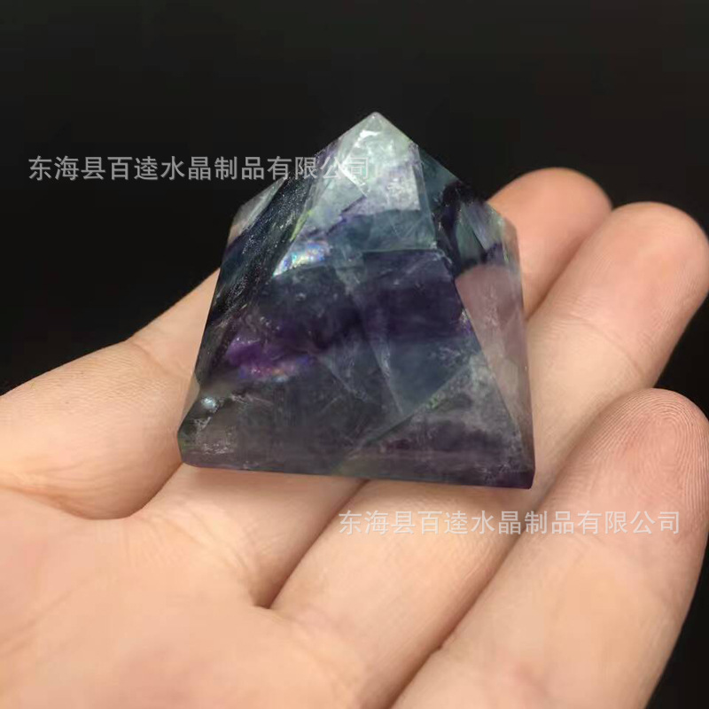 natural Colorful Fluorite Pyramid Purple fluorite Decoration crystal Pyramid Arts and Crafts Manufactor wholesale