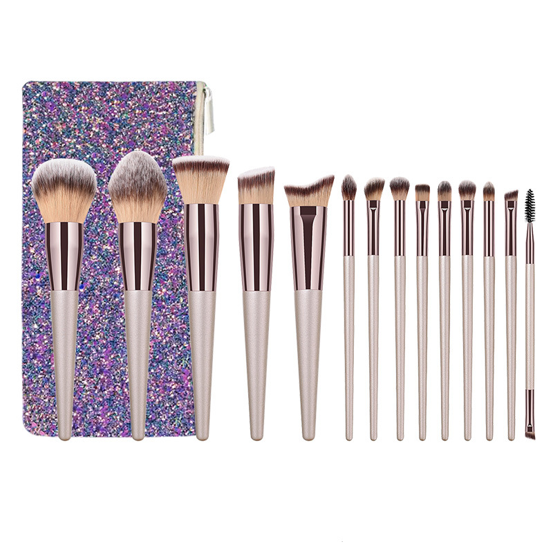 10 Champagne Gold Makeup Brush Set Loose Powder Flame Brush 14 Eye Shadow Brush Beauty Tools Manufacturer