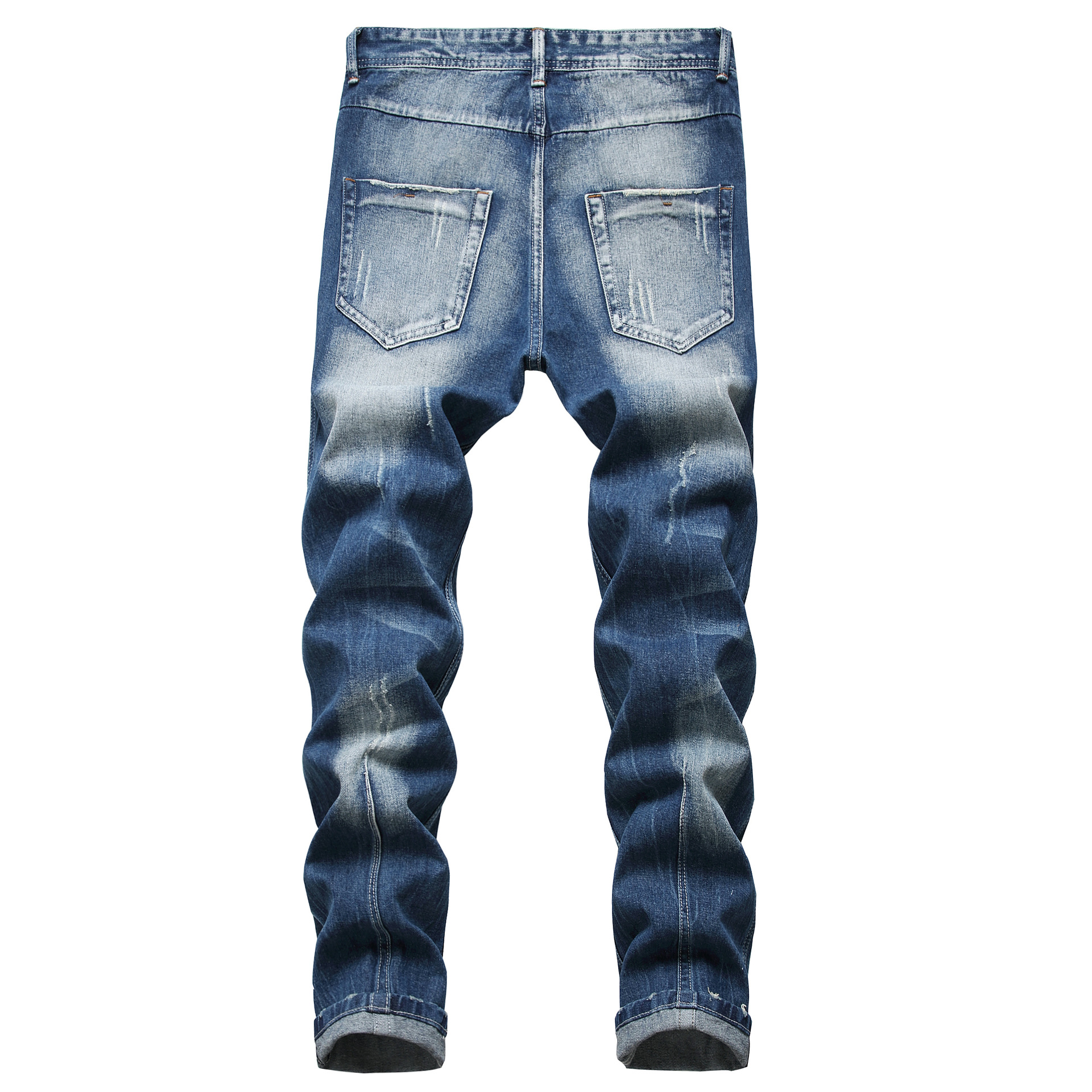 Jeans uomo slim fit gamba dritta strappati pantaloni denim_voghion.com