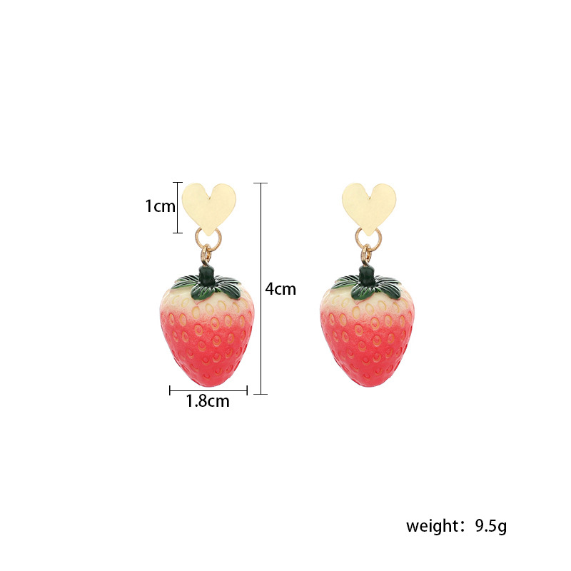 The New Sweet Fruit Strawberry Korean Earrings Wholesale display picture 1