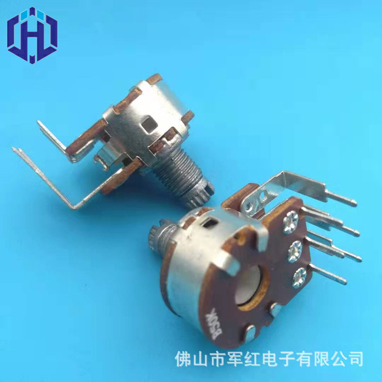 厂家直销wh148双联大小弯脚柄长10mm电位器 b50k b10k
