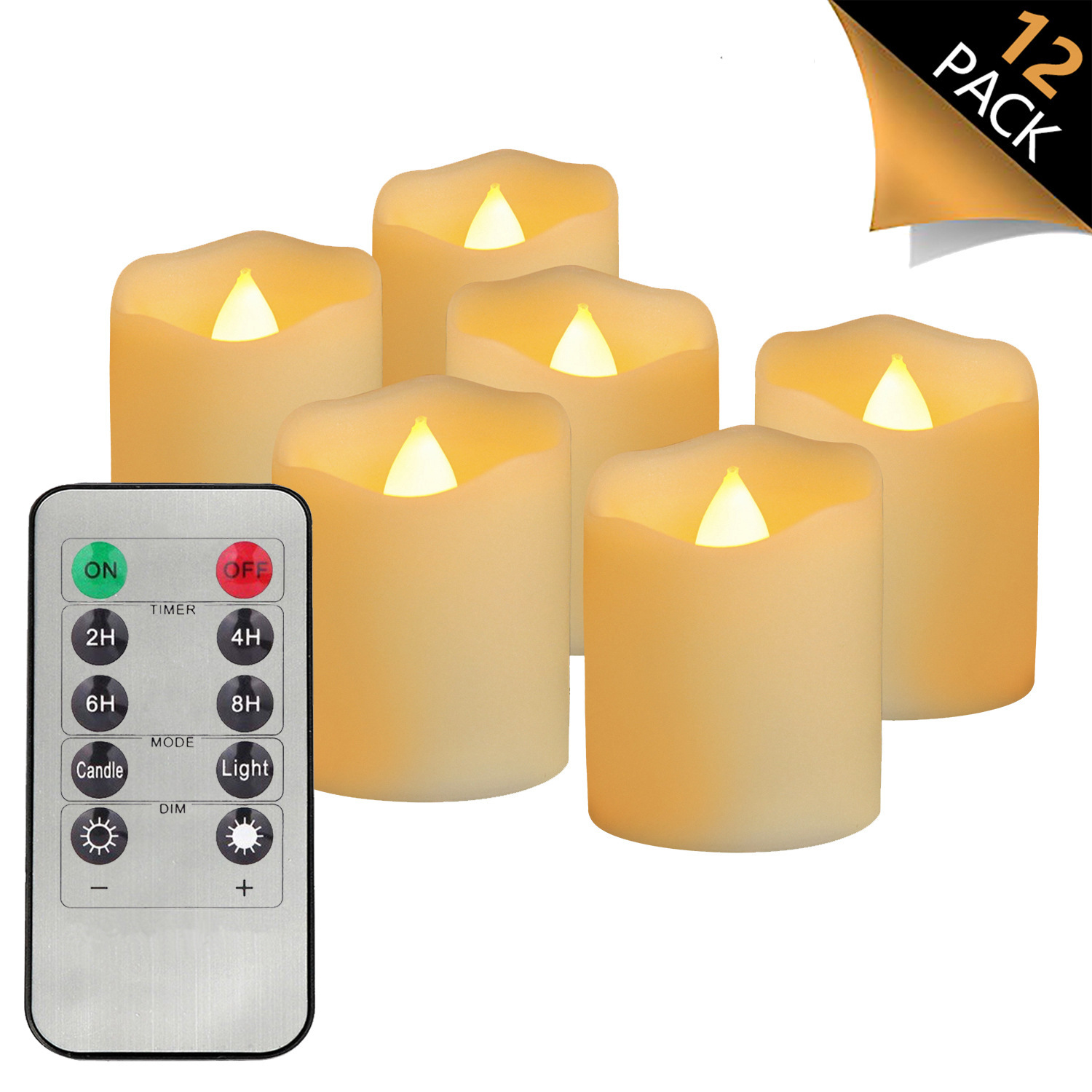 CR2450 electronic candle lamp 10 key remote control timed wave small…