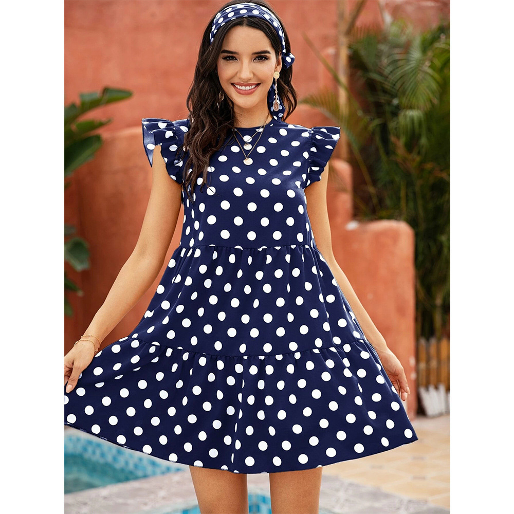 high waist polka dot loose princess dress NSSA40037